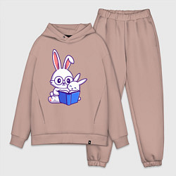 Мужской костюм оверсайз Кролики с книжкой, цвет: пыльно-розовый