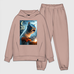 Мужской костюм оверсайз Кот сварщик - нейроарт