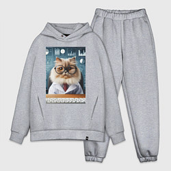 Мужской костюм оверсайз Кот аналитик - нейроарт, цвет: меланж