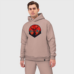 Мужской костюм оверсайз Олень на фоне гор, цвет: пыльно-розовый — фото 2