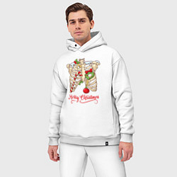 Мужской костюм оверсайз Merry Christmas - skeleton, цвет: белый — фото 2