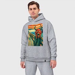 Мужской костюм оверсайз Демон кричит на картине Эдварда Мунка - мем искусс, цвет: меланж — фото 2