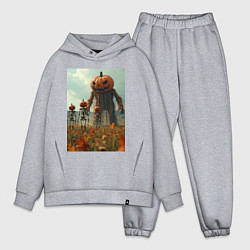 Мужской костюм оверсайз Монстры тыквы в поле, цвет: меланж