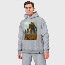 Мужской костюм оверсайз Монстры тыквы в поле, цвет: меланж — фото 2