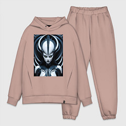 Мужской костюм оверсайз Девушка инопланетянка в стиле Гигера, цвет: пыльно-розовый