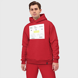 Мужской костюм оверсайз Big bang подписи участников, цвет: красный — фото 2