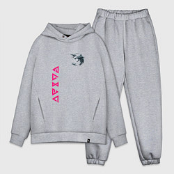 Мужской костюм оверсайз Ведьмак волк лого, цвет: меланж