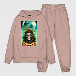 Мужской костюм оверсайз Скелет ведьмы - хэллоуин, цвет: пыльно-розовый