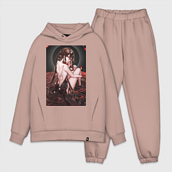 Мужской костюм оверсайз Геншин Ху Тао, цвет: пыльно-розовый