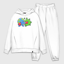 Мужской костюм оверсайз Удар по вирусу, цвет: белый