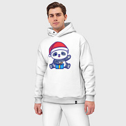 Мужской костюм оверсайз Новогодняя панда, цвет: белый — фото 2