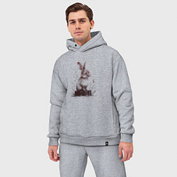 Мужской костюм оверсайз Кролик на пеньке, цвет: меланж — фото 2