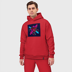 Мужской костюм оверсайз Неоновый демон они, цвет: красный — фото 2