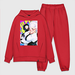 Мужской костюм оверсайз Дандадан: Бабка Момо, цвет: красный