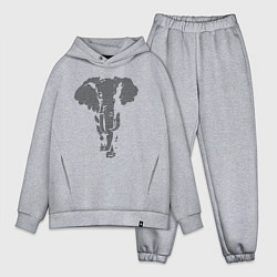 Мужской костюм оверсайз Африканский слон пуантель, цвет: меланж