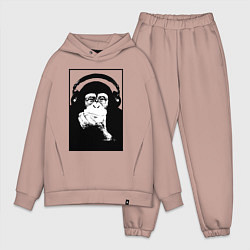 Мужской костюм оверсайз Monkey in the headphones, цвет: пыльно-розовый