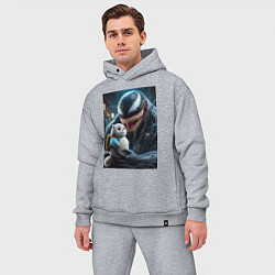 Мужской костюм оверсайз Venom and funny kitten with backpack, цвет: меланж — фото 2