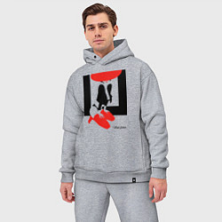 Мужской костюм оверсайз Девушка в красной шляпе, цвет: меланж — фото 2