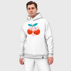 Мужской костюм оверсайз Влюблённые вишни, цвет: белый — фото 2