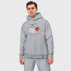 Мужской костюм оверсайз Кот с сердцем, цвет: меланж — фото 2