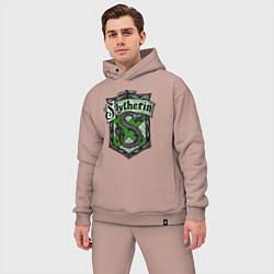 Мужской костюм оверсайз Slytherin emblem, цвет: пыльно-розовый — фото 2