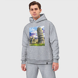 Мужской костюм оверсайз Италия Пизанская башня, цвет: меланж — фото 2