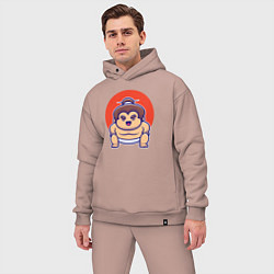 Мужской костюм оверсайз Маленький сумоист, цвет: пыльно-розовый — фото 2