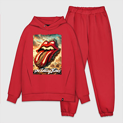 Мужской костюм оверсайз Rolling Stones - logo transformation, цвет: красный