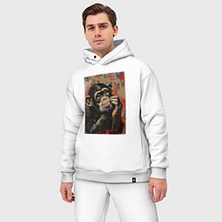 Мужской костюм оверсайз Задумчивая обезьянка, цвет: белый — фото 2