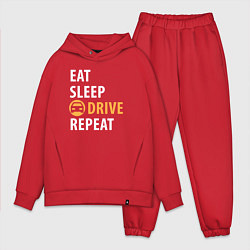 Мужской костюм оверсайз Eat sleep drive, цвет: красный