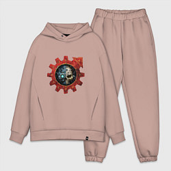 Мужской костюм оверсайз Адептус механикус лого Warhammer, цвет: пыльно-розовый