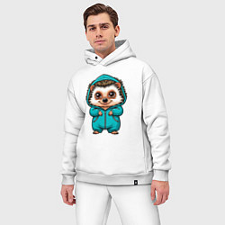 Мужской костюм оверсайз Ёжик в комбенизоне, цвет: белый — фото 2