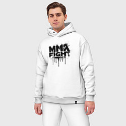 Мужской костюм оверсайз MMA боец черной краской, цвет: белый — фото 2
