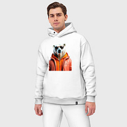 Мужской костюм оверсайз Белый медведь в куртке, цвет: белый — фото 2