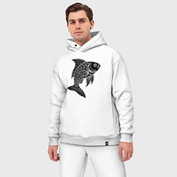 Мужской костюм оверсайз Чешуйчатая рыба, цвет: белый — фото 2