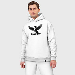 Мужской костюм оверсайз Летящий черный воробей, цвет: белый — фото 2