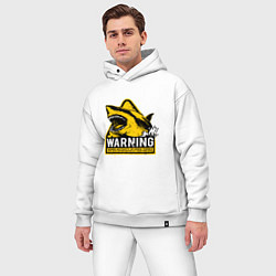 Мужской костюм оверсайз Предупреждающий знак - опасно акулы, цвет: белый — фото 2