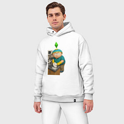 Мужской костюм оверсайз Эрик картман моет посуду в Sims, цвет: белый — фото 2