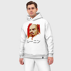 Мужской костюм оверсайз Ленин вождь иероглифы, цвет: белый — фото 2