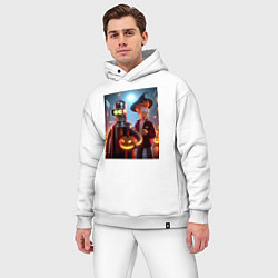 Мужской костюм оверсайз Бендер и Фрай в шляпе - ночь на хэллоуин, цвет: белый — фото 2