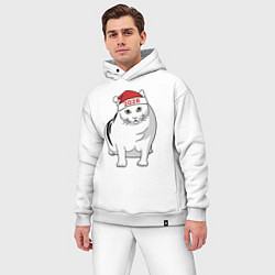 Мужской костюм оверсайз Мемный кот Бендер - 2026, цвет: белый — фото 2