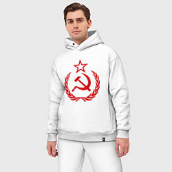 Мужской костюм оверсайз СССР герб, цвет: белый — фото 2