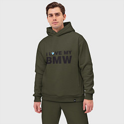 Мужской костюм оверсайз I love my BMW, цвет: хаки — фото 2