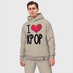 Мужской костюм оверсайз I love kpop, цвет: миндальный — фото 2