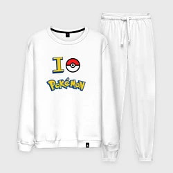 Костюм хлопковый мужской Покемон I love pokemon, цвет: белый