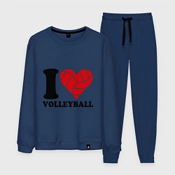 Костюм хлопковый мужской I love volleyball - Я люблю волейбол, цвет: тёмно-синий