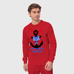 Костюм хлопковый мужской Морской якорь, цвет: красный — фото 2