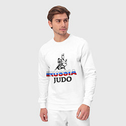 Костюм хлопковый мужской Russia judo, цвет: белый — фото 2