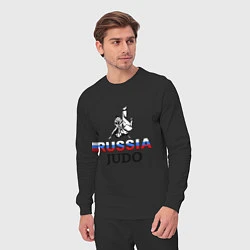 Костюм хлопковый мужской Russia judo, цвет: черный — фото 2