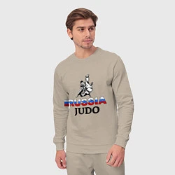 Костюм хлопковый мужской Russia judo, цвет: миндальный — фото 2